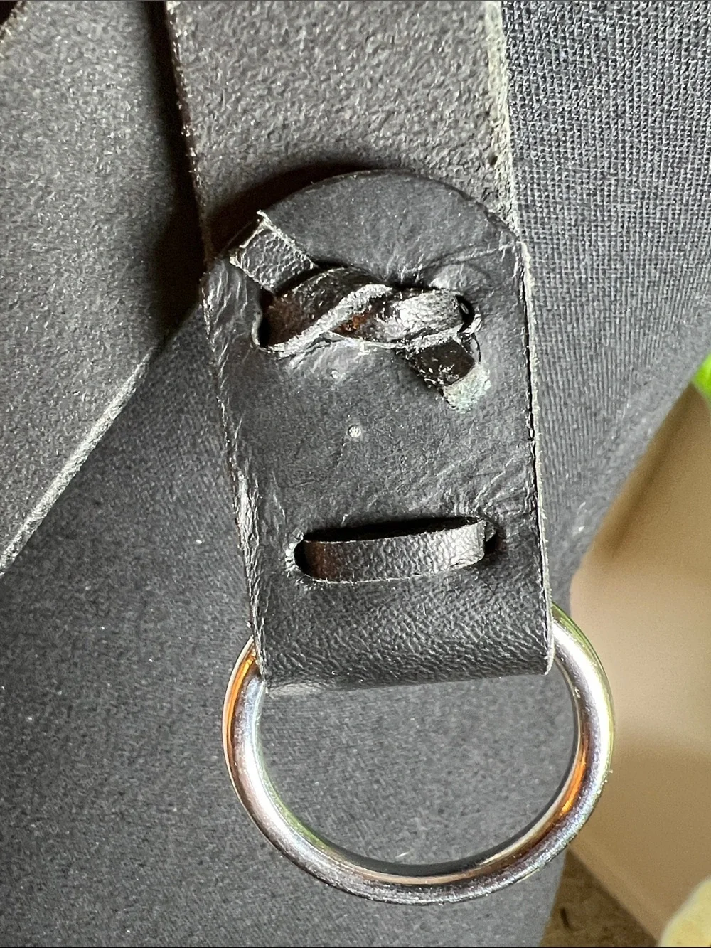 Medieval Viking Black Leather Belt with Silver Tone O-Ring